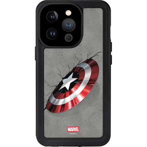 Marvel Captain America Shield Break iPhone 15 Pro Waterproof Case